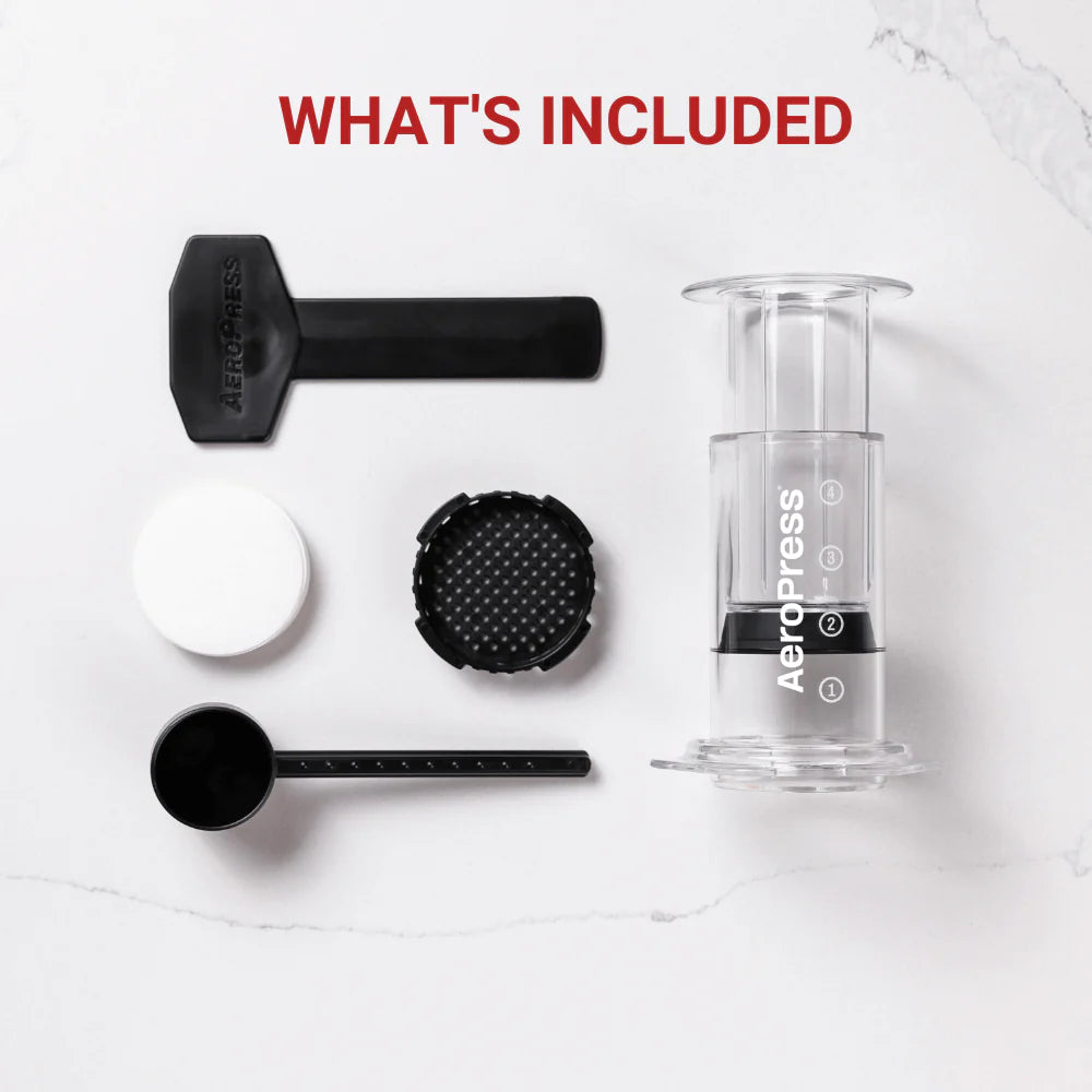 AeroPress Clear Espresso Kaffeebereiter Set inkl. 100 Papierfilter