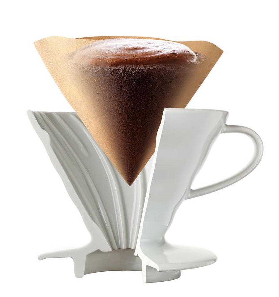 Hario V60 02 Kaffee Handfilter aus Keramik für 1-4 Tassen, weiß
