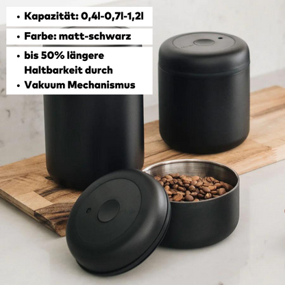 Kaffeedose luftdicht Edelstahl 0,4 L matt schwarz für Kaffee