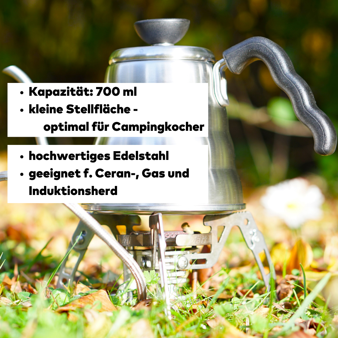 Hario Buono Pour Over Edelstahl Wasserkessel für Elektro- und Gasherd, 0.7l