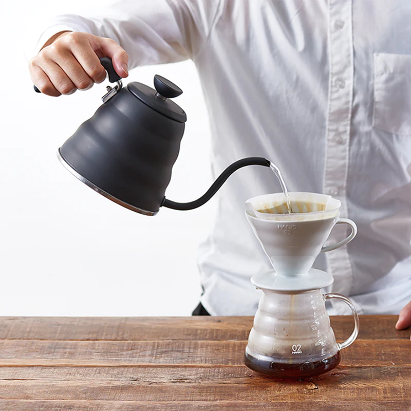 Hario V60 Pour Over Kaffee Wasserkessel aus Edelstahl für 1,2l, matt schwarz