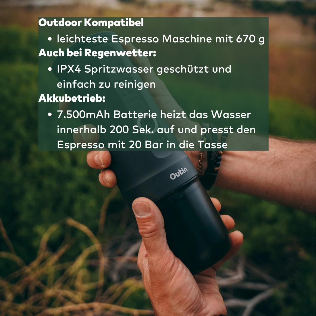 Outin Nano tragbare Espressomaschine – Perfekter Outdoor-Kaffee überall