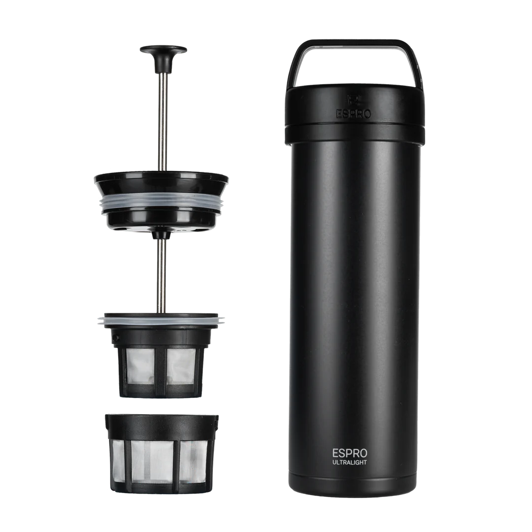Espro French Press Becher P0, Ultralight, Farbe: schwarz, doppelter Filter