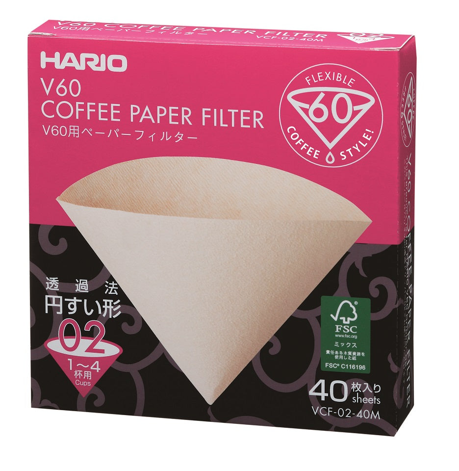 Hario V60 02 Kaffee Filtertüten, 40 Blatt ungebleicht