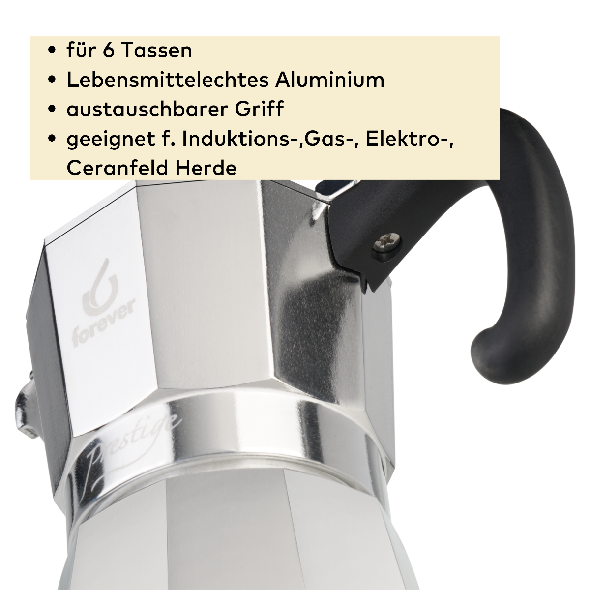 Forever Mokkakanne – Espressokocher für den Induktionsherd &quot;Miss Moka Prestige&quot;