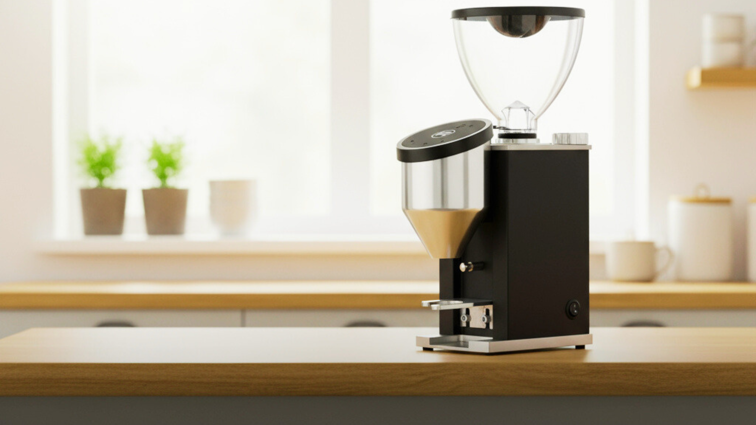 Rocket Kaffeemuehle auf einer Küchenplatte stehend