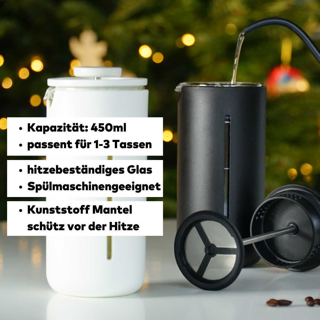 Timemore French Press Kanne schwarz und weiß