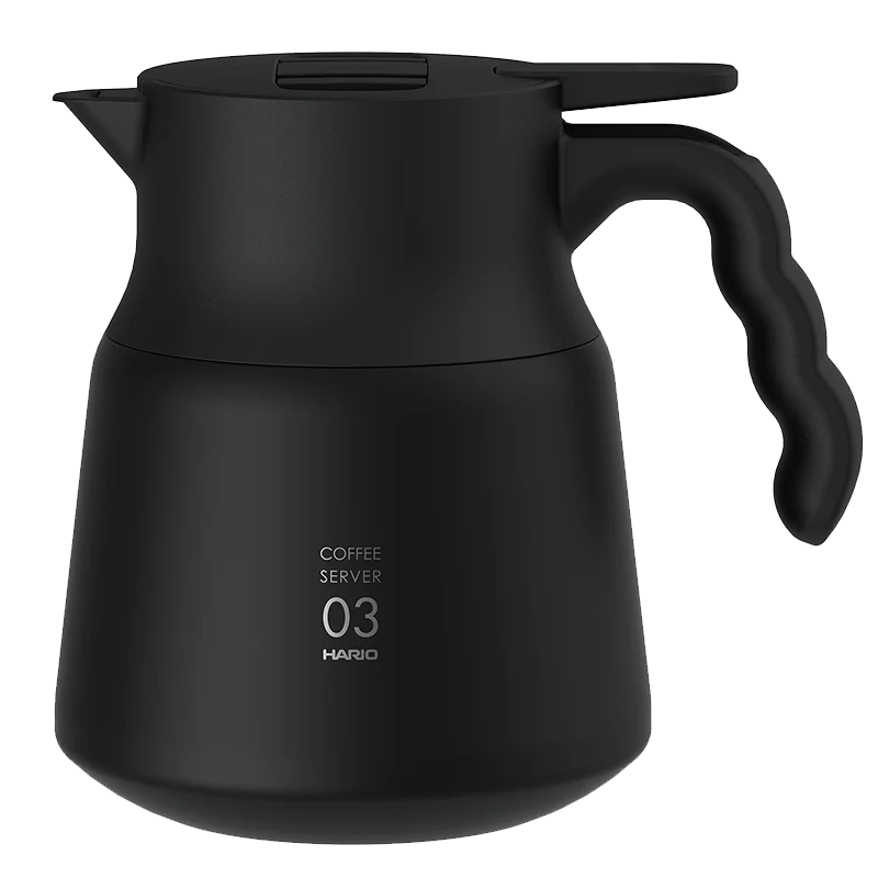 Hario V60 PLUS Kaffeekanne – Pour Over Server mit Deckel, Edelstahl, schwarz