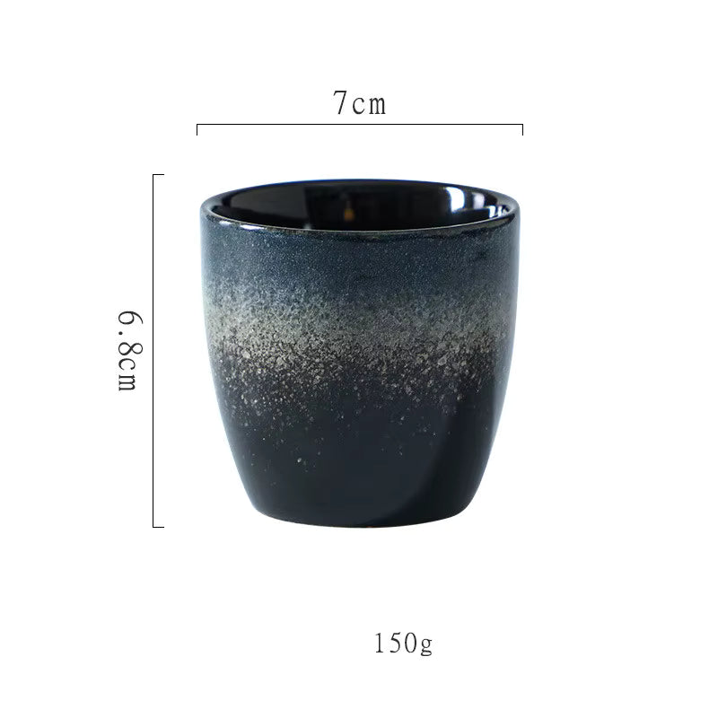 japanische Keramik-Kaffeetasse, 150ml, mehrfarbig grau mit Verlauf, glänzend, mit leichten Vertiefungen für die Finger und für angenehme Haptik