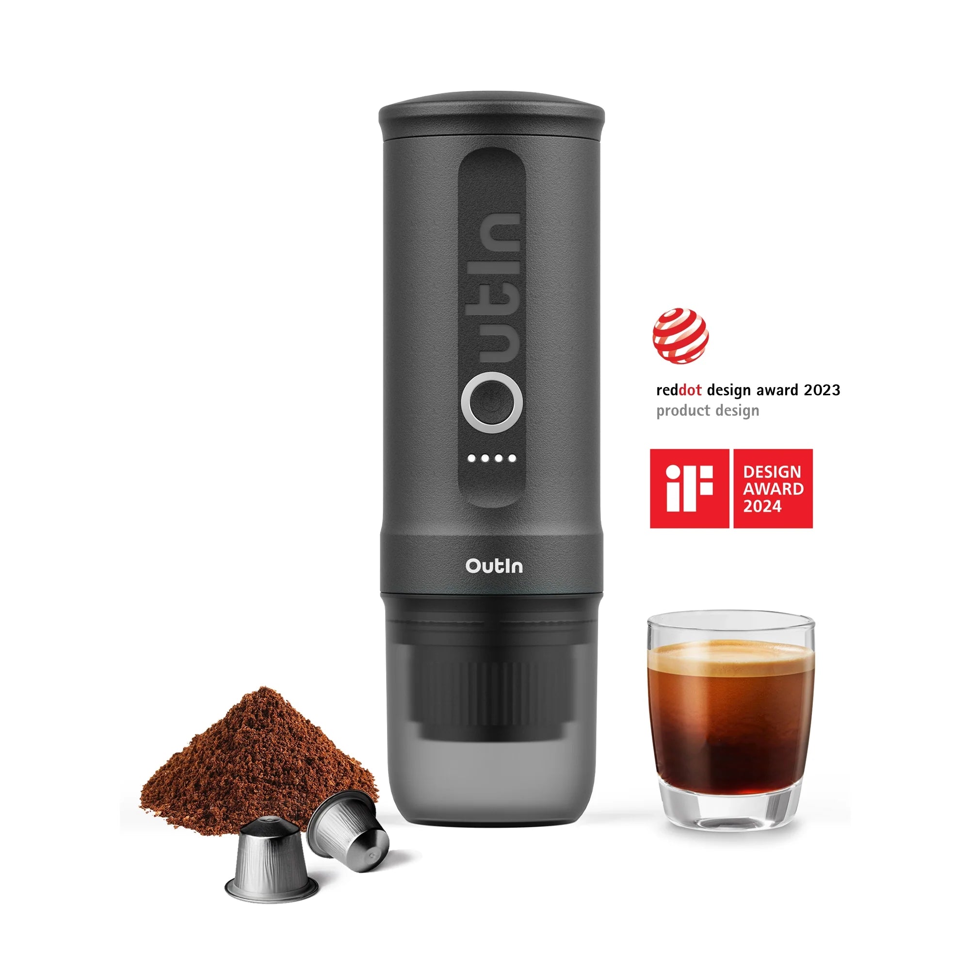 portable Espressomaschine OutIn Nano, Farbe:  schwarz, product design award 2023 und 2024